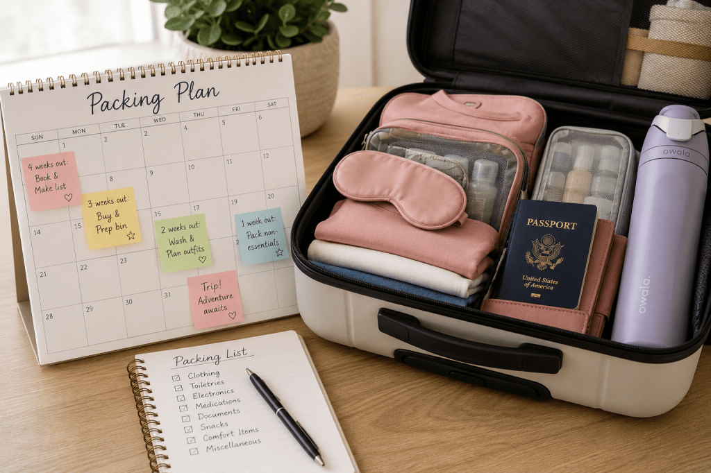 Packing gradually in the weeks before a trip