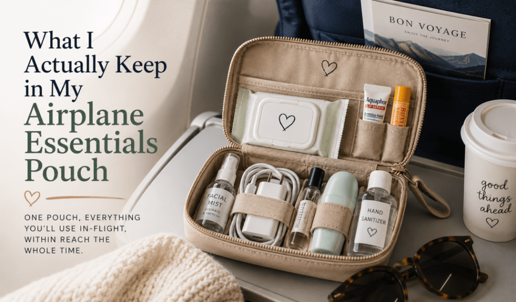 What I Actually Keep in My Airplane Essentials Pouch (And Why Each Item Earns Its&nbsp;Spot)